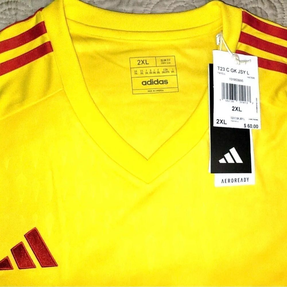 New $60 Adidas soccer GK goalkeeper Brite Yellow goalie jersey shirt mens XXL